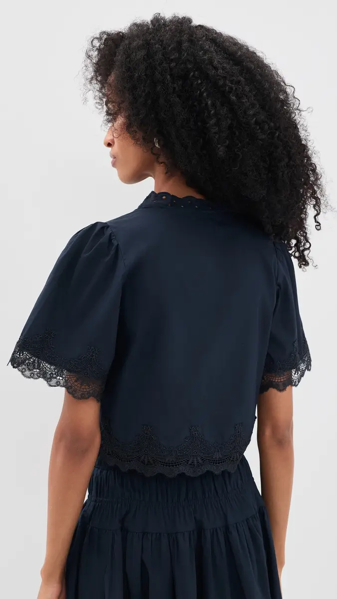 Moon River Embroidered Floral Tie Front Blouse | Thumbnail 3 Moon River Embroidered Floral Tie Front Blouse | Thumbnail 3