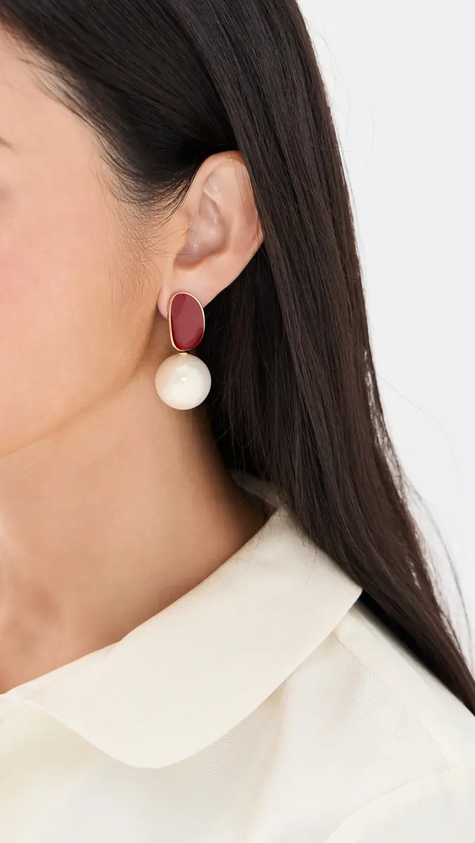 By Adina Eden Colored Enamel Pearl Drop Stud Earrings | Thumbnail 3 By Adina Eden Colored Enamel Pearl Drop Stud Earrings | Thumbnail 3