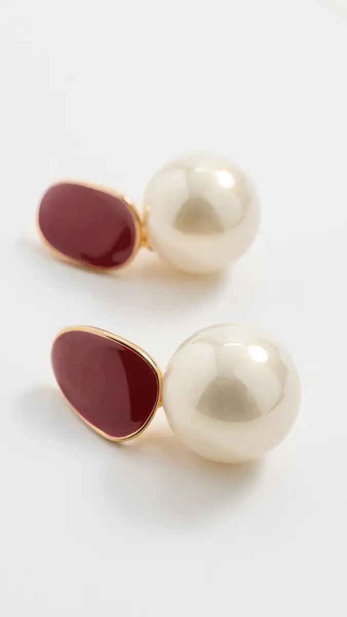 By Adina Eden Colored Enamel Pearl Drop Stud Earrings | Thumbnail 4 By Adina Eden Colored Enamel Pearl Drop Stud Earrings | Thumbnail 4