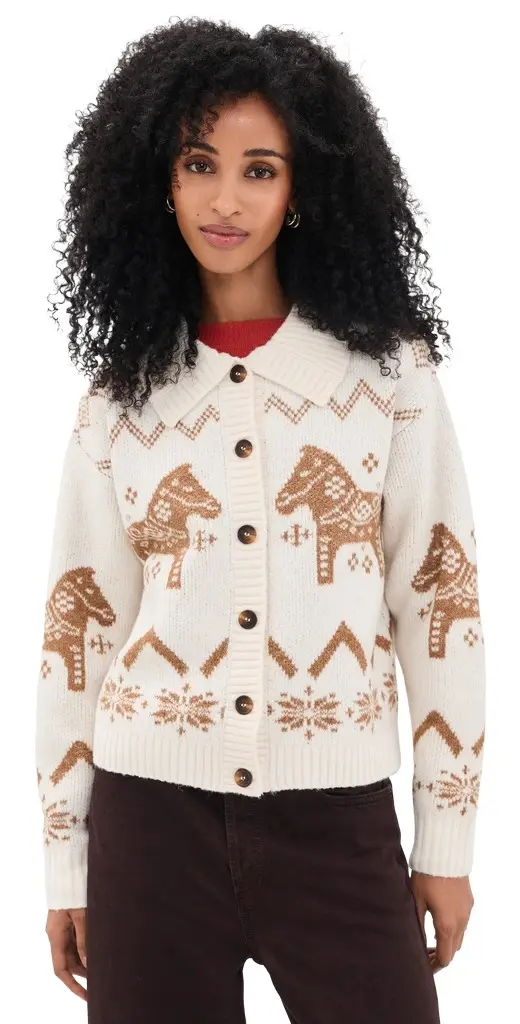 Moon River Neck Collar Button Down Cardigan