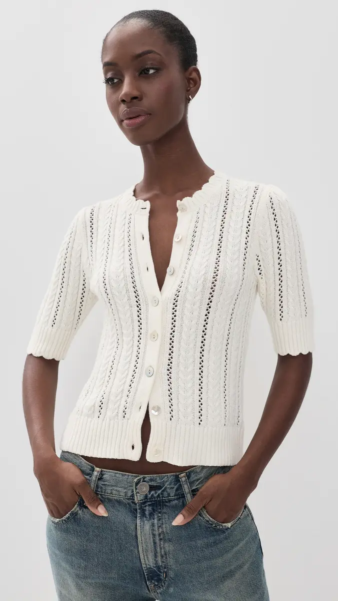Marea Leah Pointelle Knit Cardigan | Thumbnail 2 Marea Leah Pointelle Knit Cardigan | Thumbnail 2