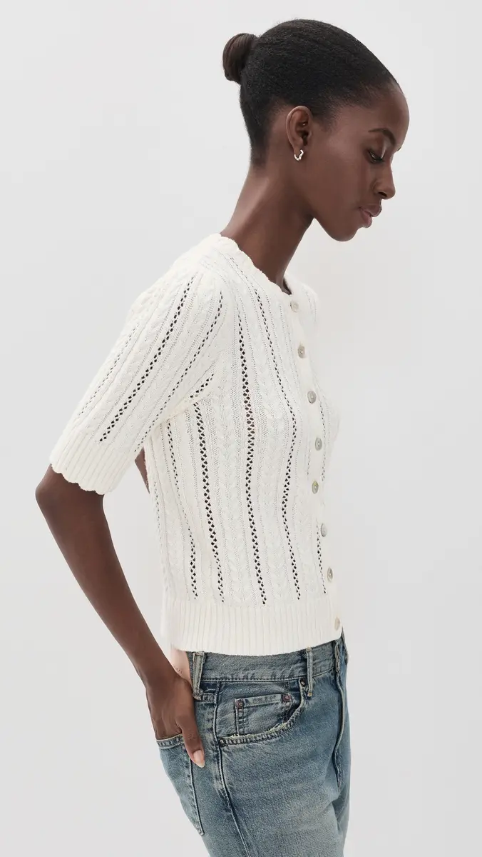 Marea Leah Pointelle Knit Cardigan | Thumbnail 4 Marea Leah Pointelle Knit Cardigan | Thumbnail 4
