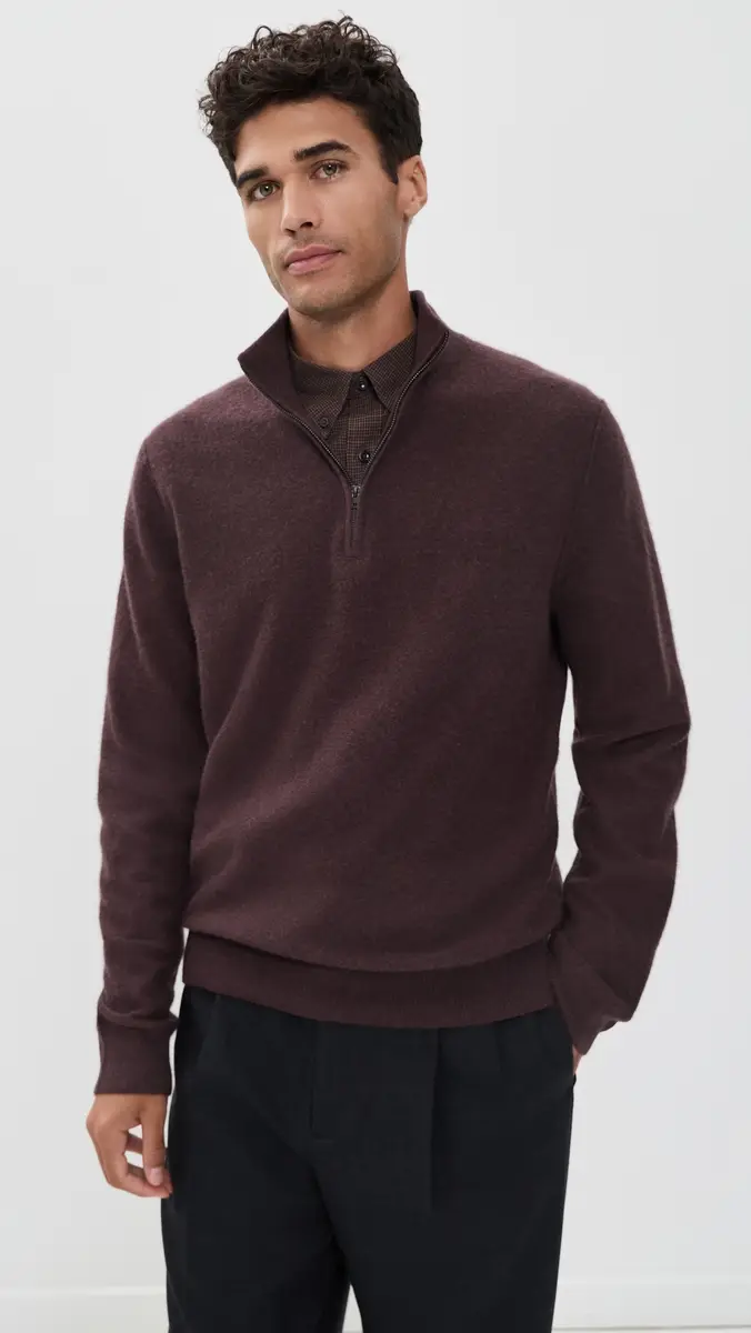 Vince Boiled Cashmere Quarter Zip | Thumbnail 2 Vince Boiled Cashmere Quarter Zip | Thumbnail 2