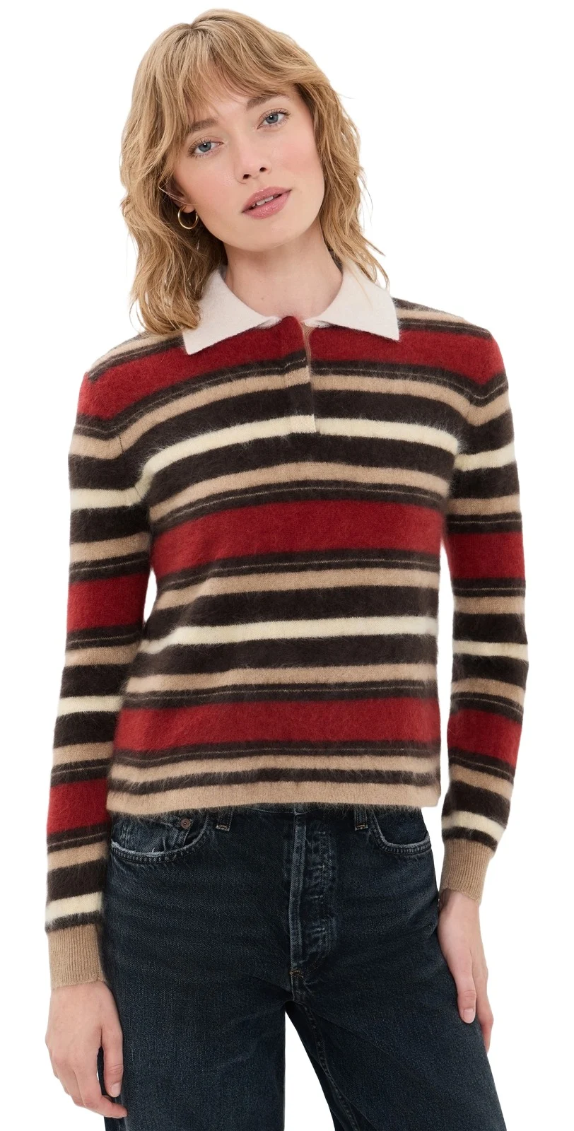 Guest In Residence Grizzly Cropped Cashmere Rugby Pullover