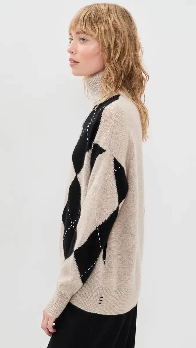 White + Warren Cashmere Argyle Turtleneck Pullover | Thumbnail 4 White + Warren Cashmere Argyle Turtleneck Pullover | Thumbnail 4