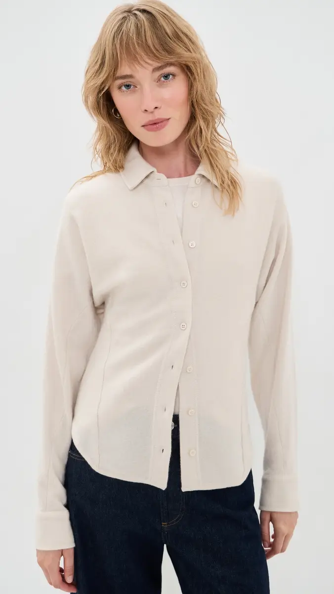 White + Warren Cashmere Blend Fitted Button Down Shirt | Thumbnail 2 White + Warren Cashmere Blend Fitted Button Down Shirt | Thumbnail 2