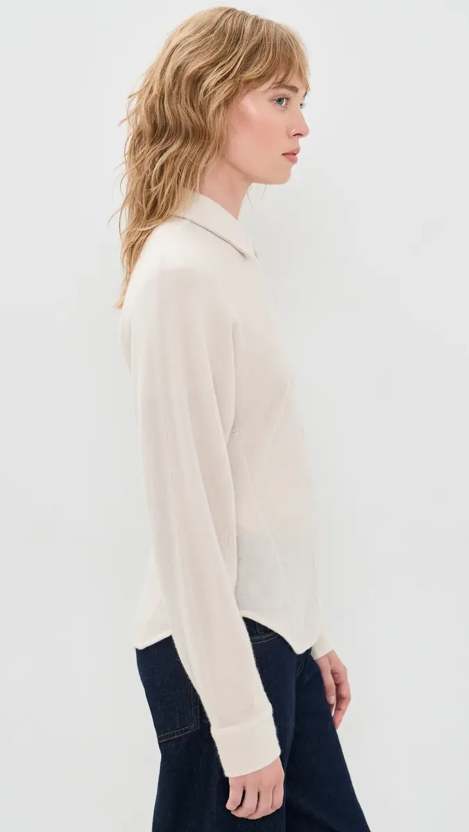 White + Warren Cashmere Blend Fitted Button Down Shirt | Thumbnail 4 White + Warren Cashmere Blend Fitted Button Down Shirt | Thumbnail 4