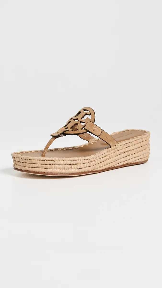 Tory Burch Miller Raffia Wedge Sandals 25mm | Thumbnail 2