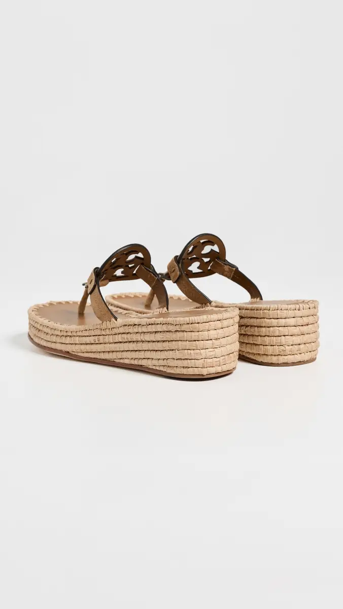 Tory Burch Miller Raffia Wedge Sandals 25mm | Thumbnail 4