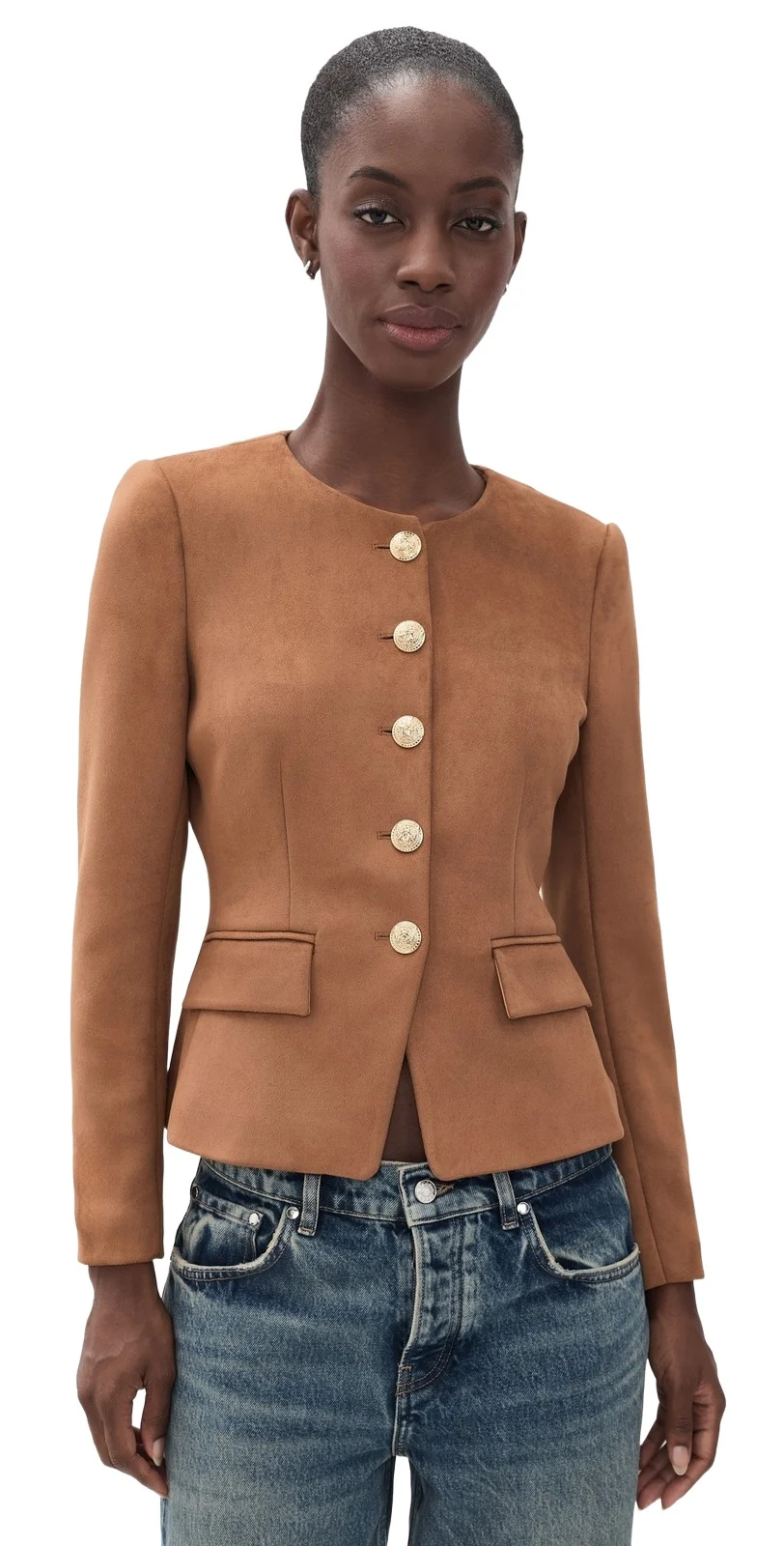 Generation Love Flynn Faux Suede Collarless Jacket