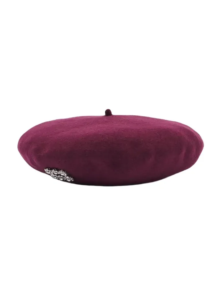 Crystal-embellished wool beret