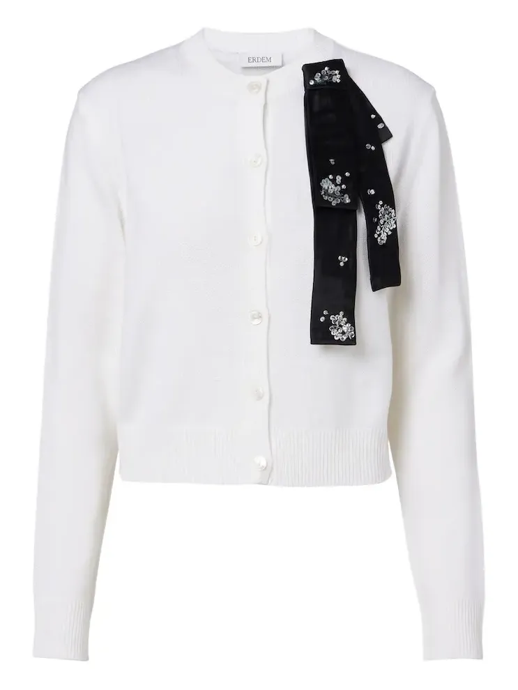 Erdem Embellished wool cardigan