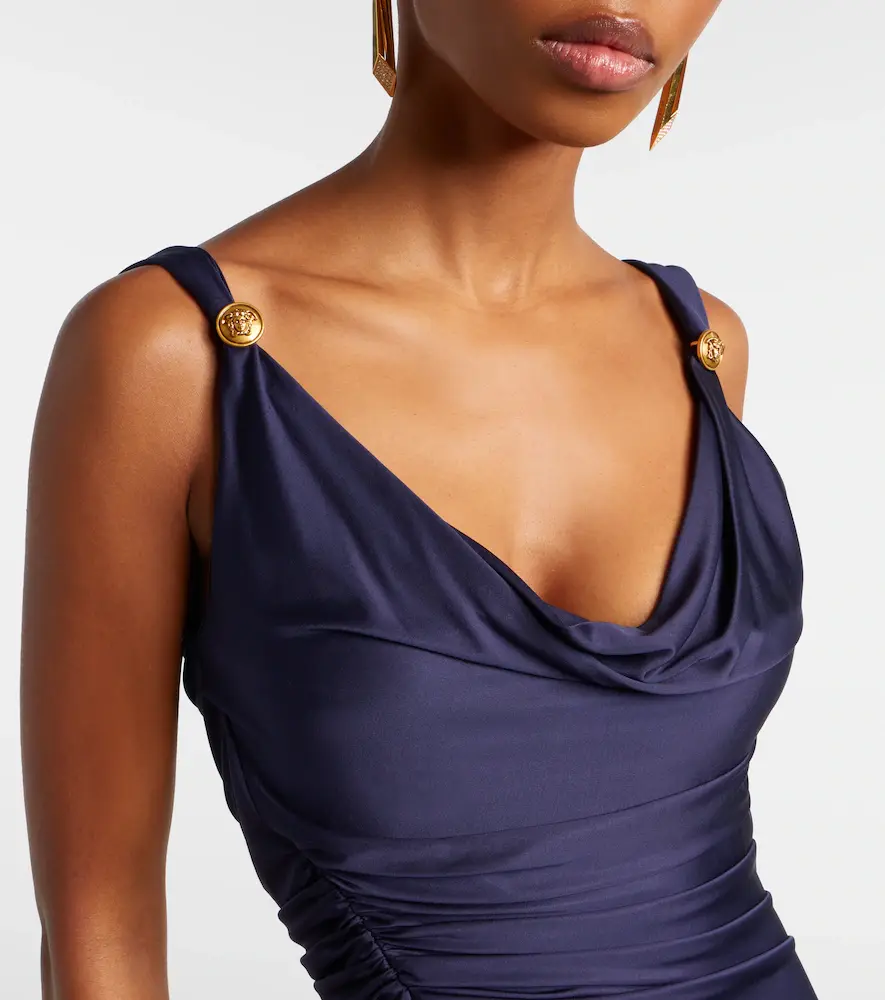 Versace Medusa draped ruched jersey gown | Thumbnail 2