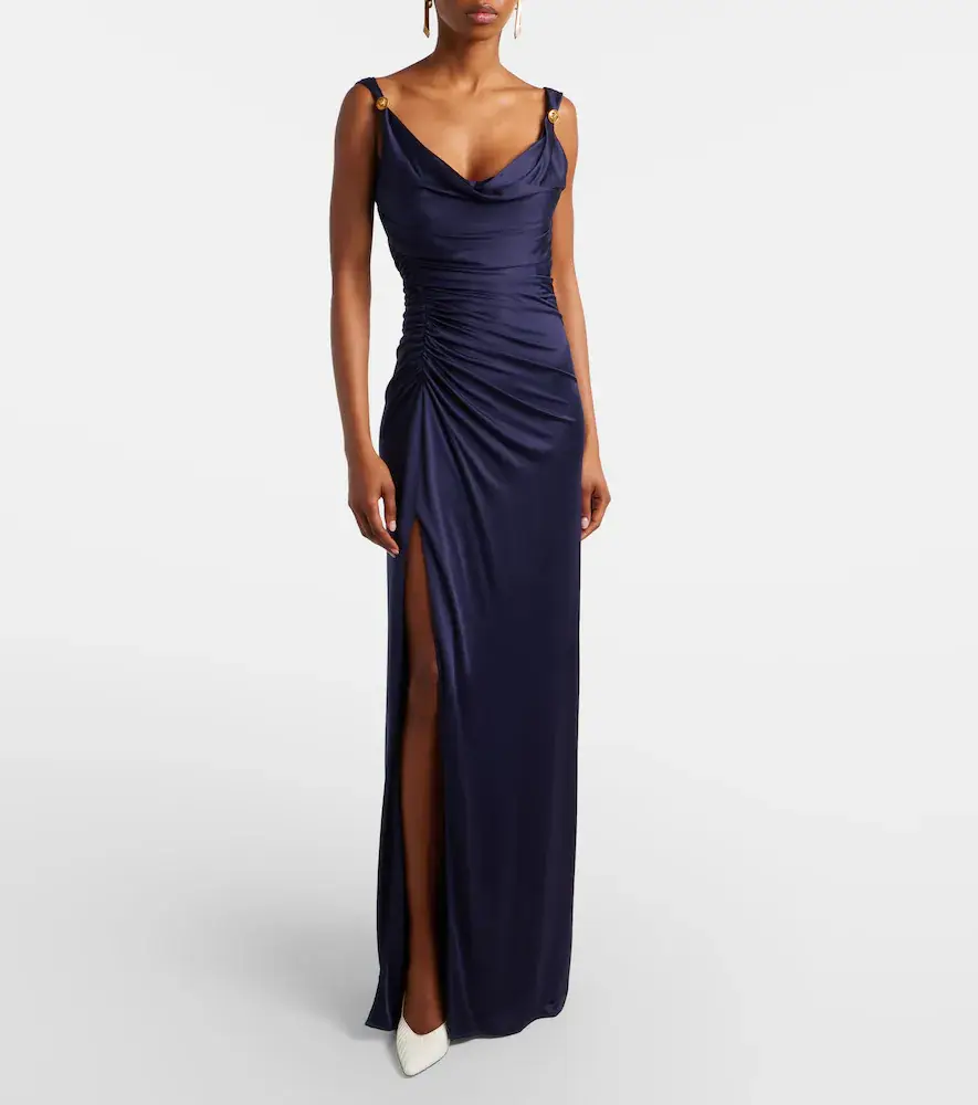 Versace Medusa draped ruched jersey gown | Thumbnail 4