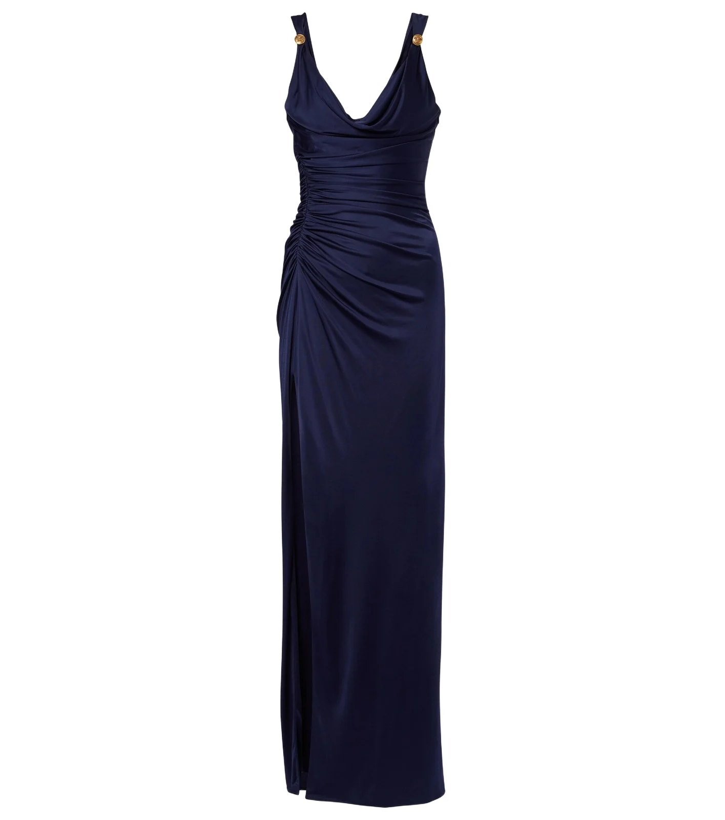 Versace Medusa draped ruched jersey gown