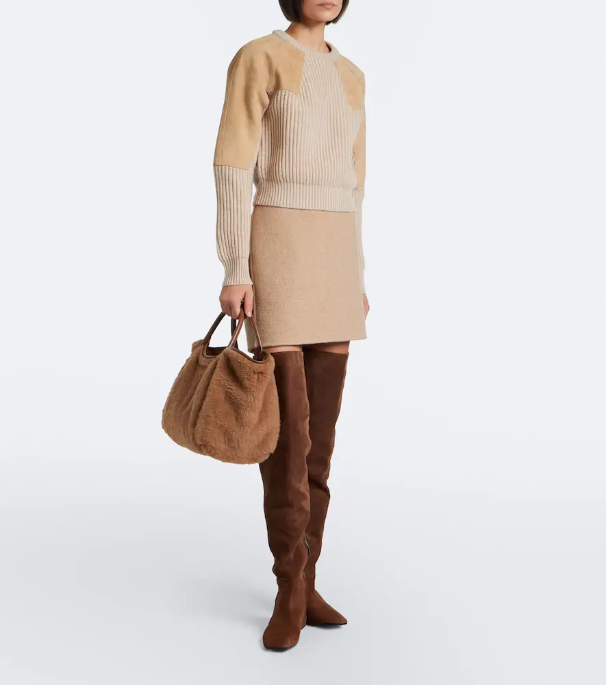 Max Mara Medium leather-trimmed teddy tote bag | Thumbnail 6 Max Mara Medium leather-trimmed teddy tote bag | Thumbnail 6