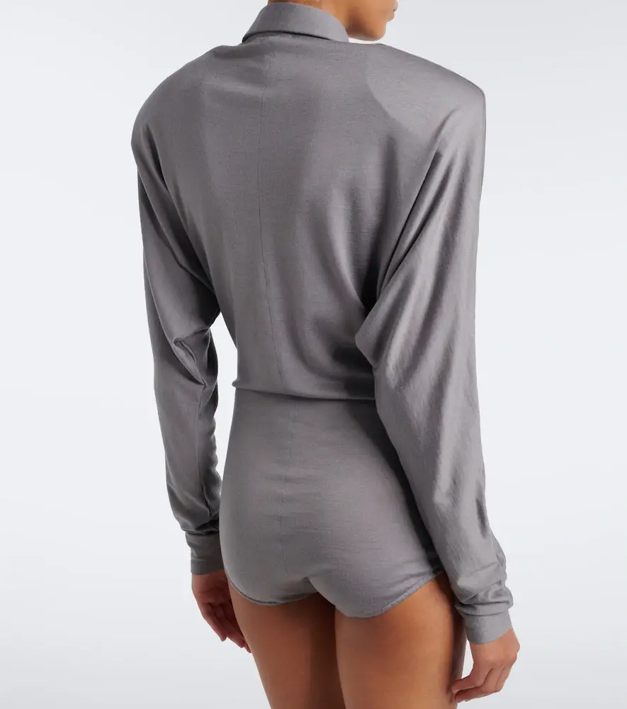 Mugler Wool-blend jersey polo bodysuit | Thumbnail 2