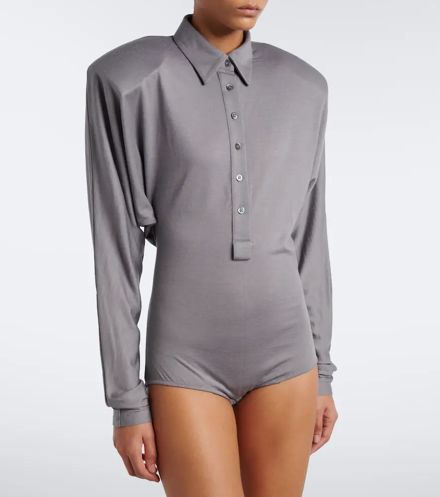 Mugler Wool-blend jersey polo bodysuit | Thumbnail 4