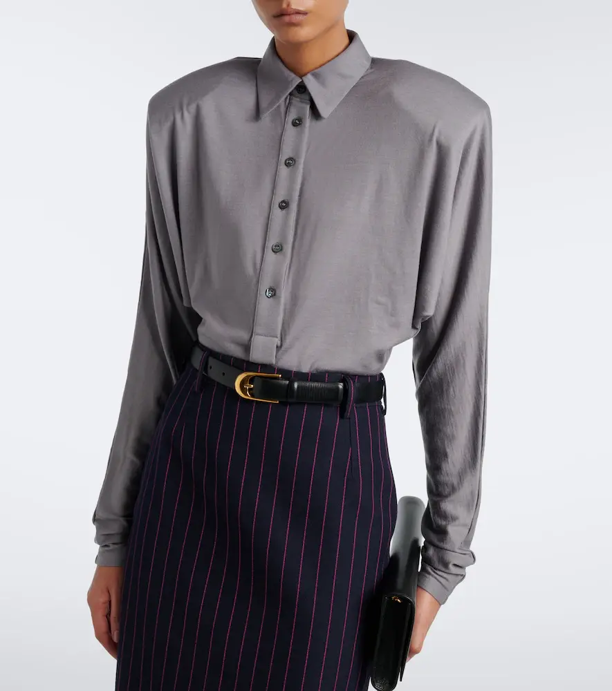 Mugler Wool-blend jersey polo bodysuit | Thumbnail 5