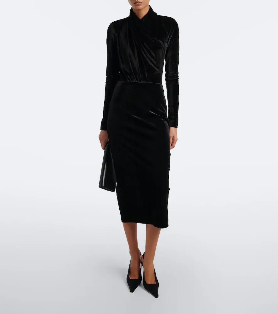 Mugler Draped velvet bodysuit | Thumbnail 4