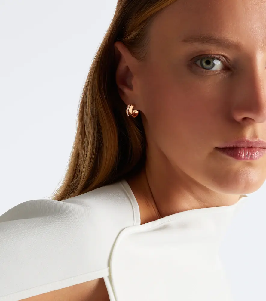 Repossi Berbere 18kt rose gold single hoop earring with diamonds | Thumbnail 2