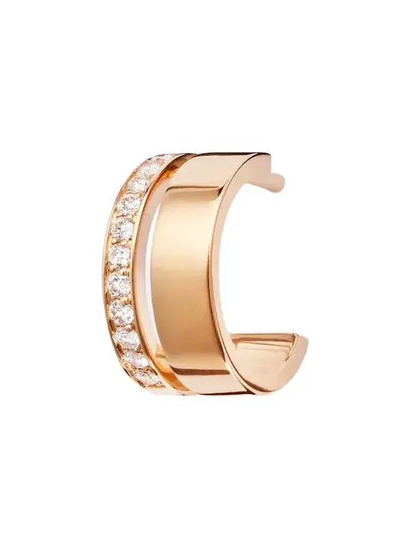 Berbere 18kt rose gold single hoop earring with diamonds