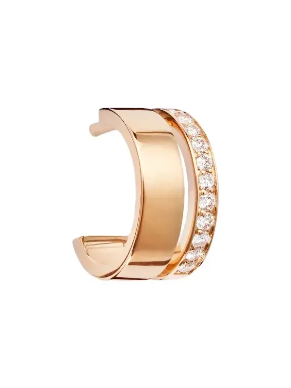Berbere 18kt rose gold single hoop earring with diamonds