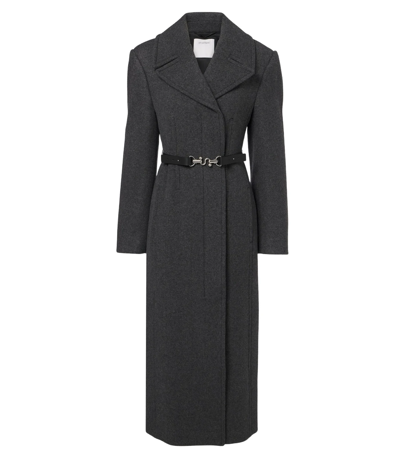 Sportmax Belted herringbone virgin wool coat