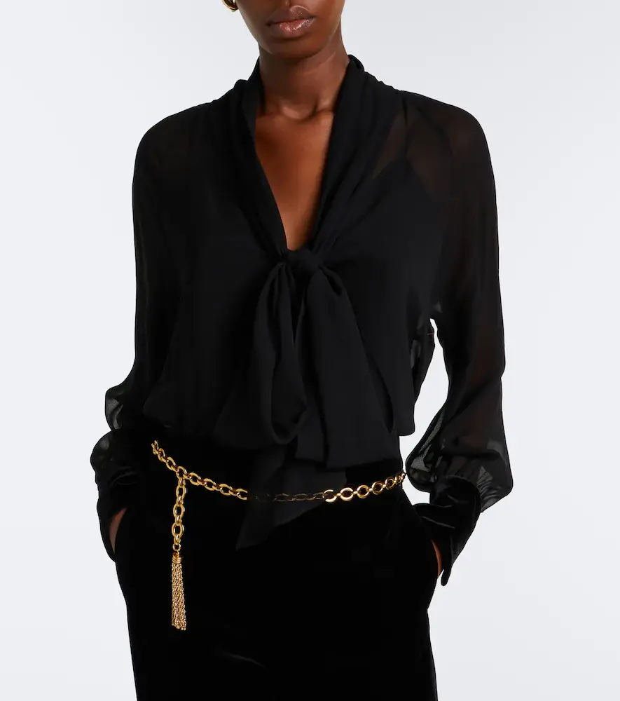 Max Mara Elegante tie-neck silk blouse | Thumbnail 2 Max Mara Elegante tie-neck silk blouse | Thumbnail 2