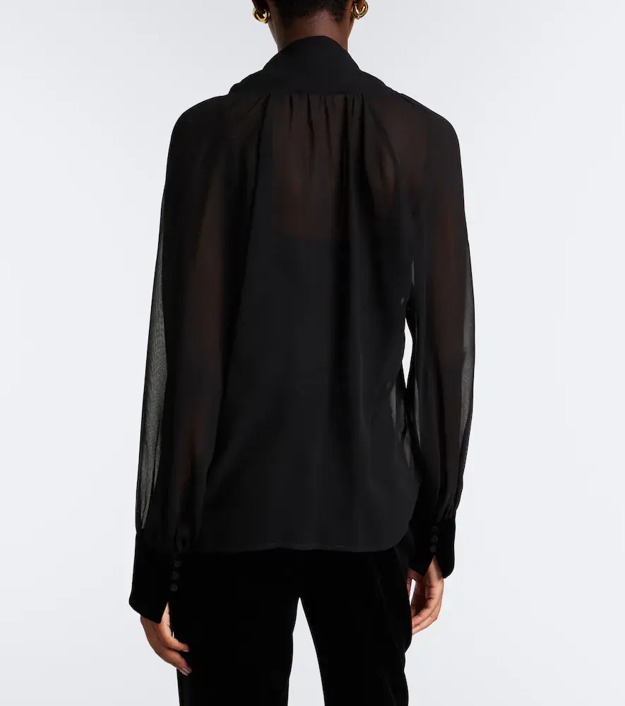 Max Mara Elegante tie-neck silk blouse | Thumbnail 4 Max Mara Elegante tie-neck silk blouse | Thumbnail 4