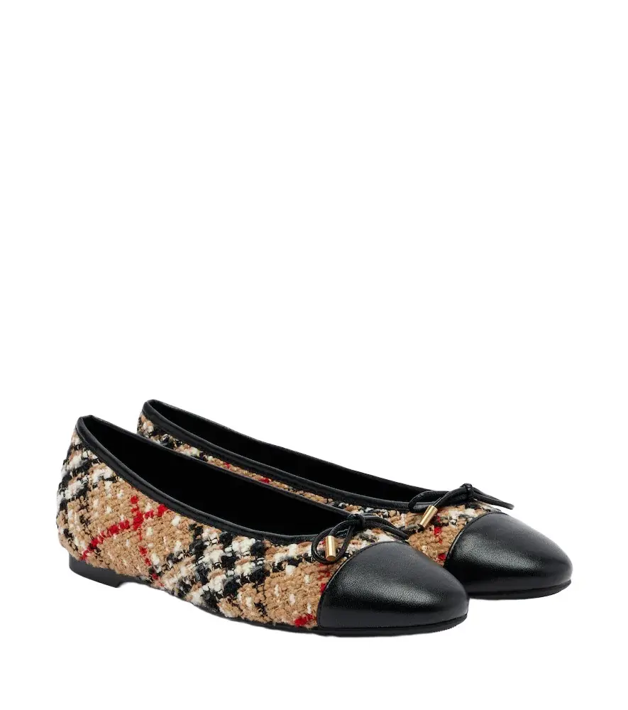 Check bouclé ballet flats Check bouclé ballet flats