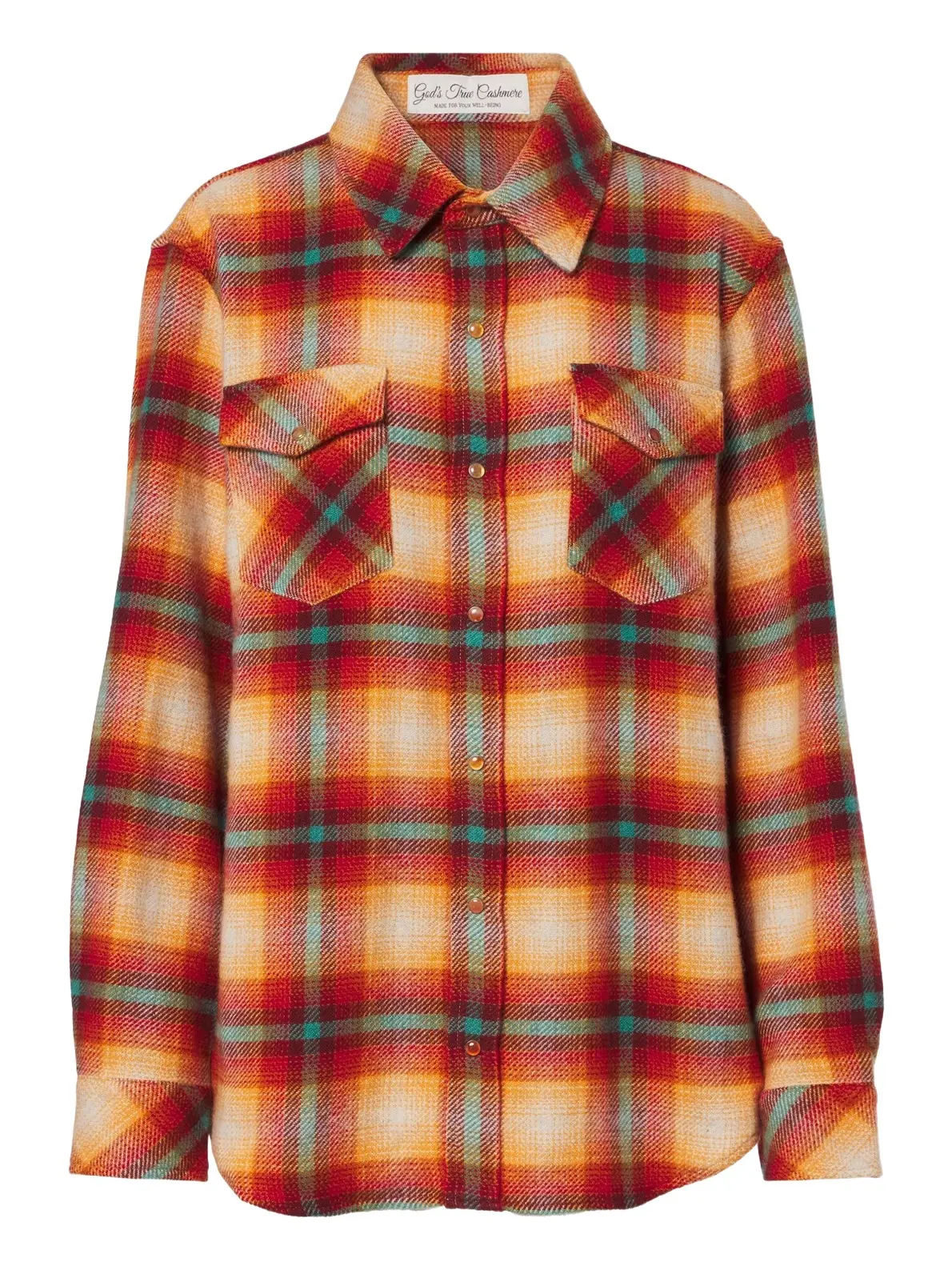 God’s True Cashmere Red Sun Shadow plaid cashmere shirt