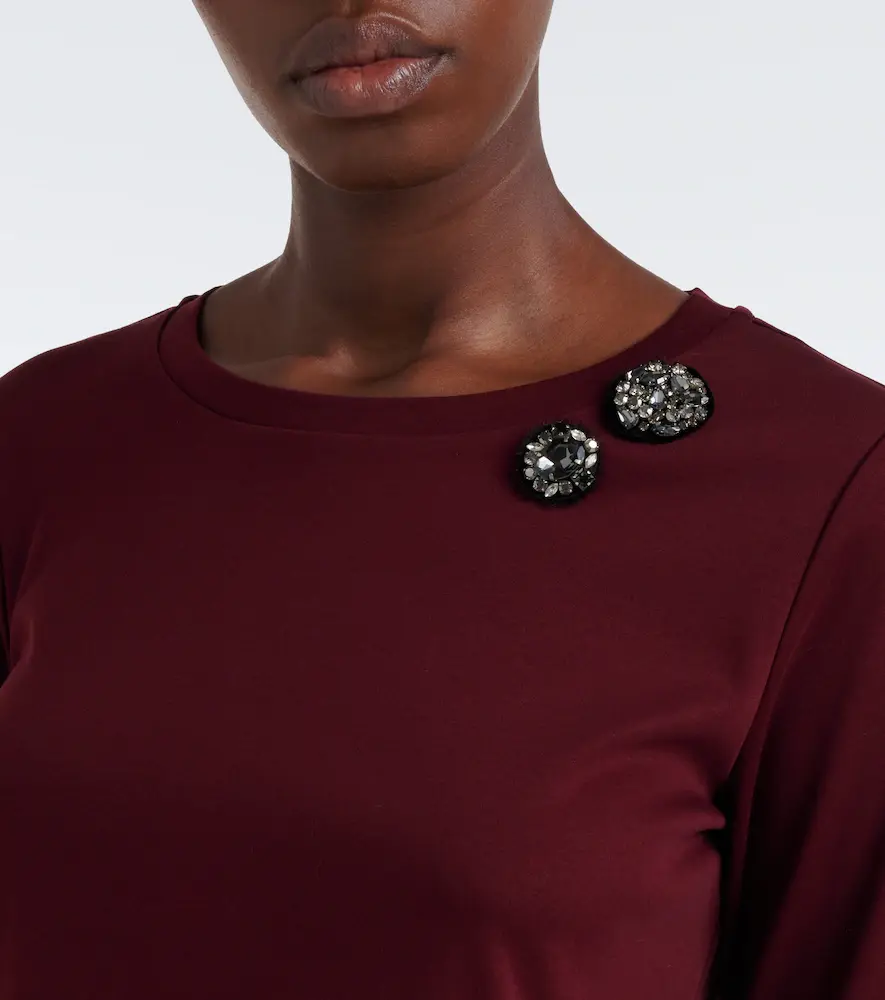 'S Max Mara 'S Max Mara Embellished cotton-jersey T-shirt | Thumbnail 4 'S Max Mara 'S Max Mara Embellished cotton-jersey T-shirt | Thumbnail 4