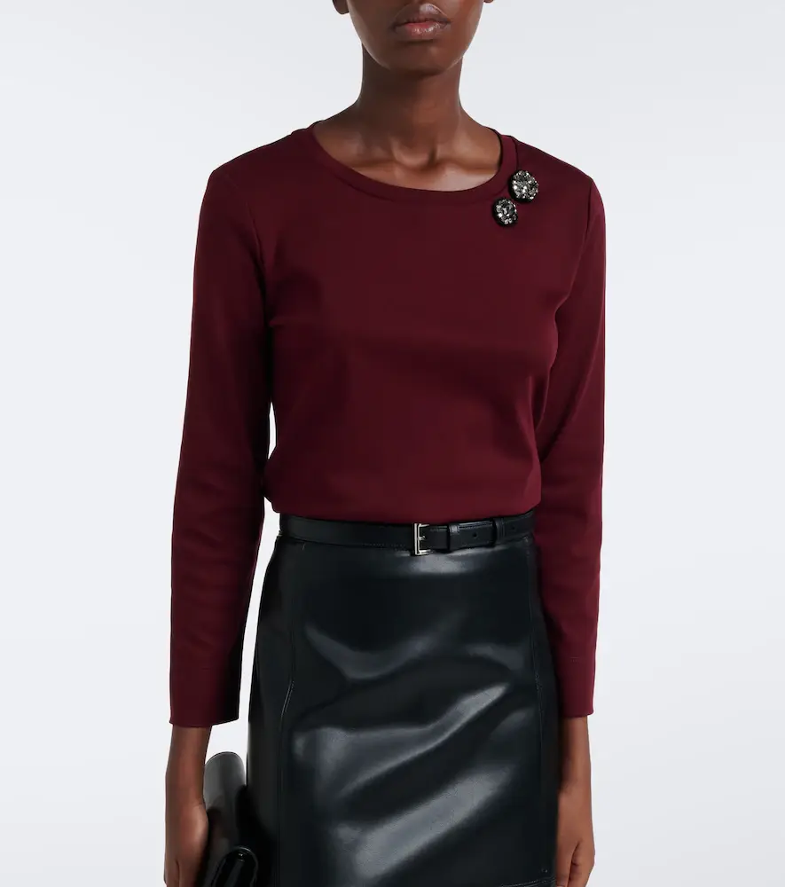 'S Max Mara 'S Max Mara Embellished cotton-jersey T-shirt | Thumbnail 5 'S Max Mara 'S Max Mara Embellished cotton-jersey T-shirt | Thumbnail 5
