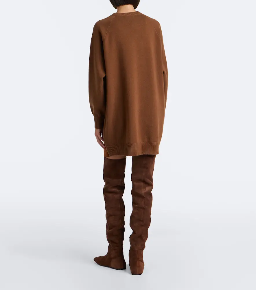 Max Mara Leather-trimmed wool and cashmere sweater dress | Thumbnail 3