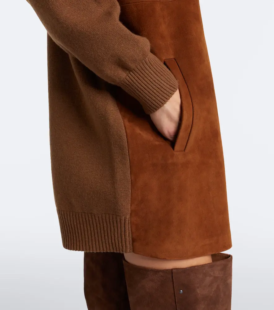 Max Mara Leather-trimmed wool and cashmere sweater dress | Thumbnail 4