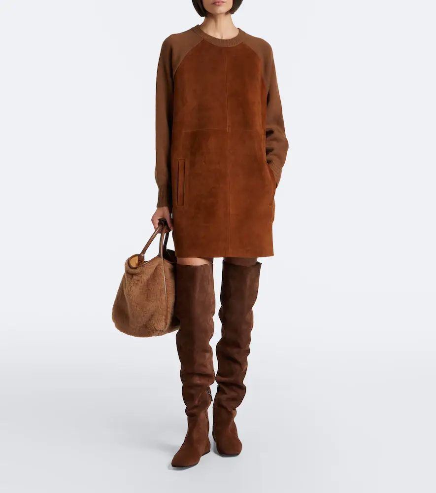 Max Mara Leather-trimmed wool and cashmere sweater dress | Thumbnail 5