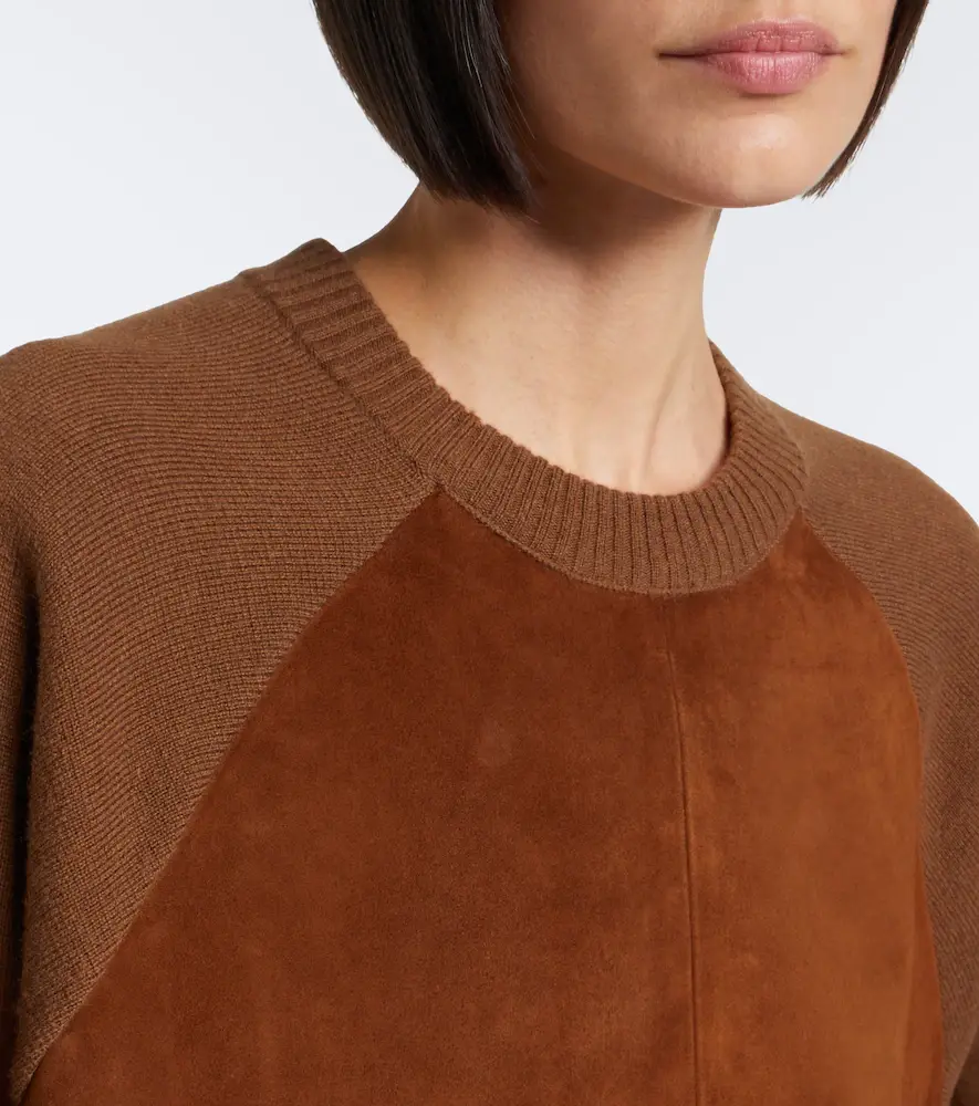 Max Mara Leather-trimmed wool and cashmere sweater dress | Thumbnail 6