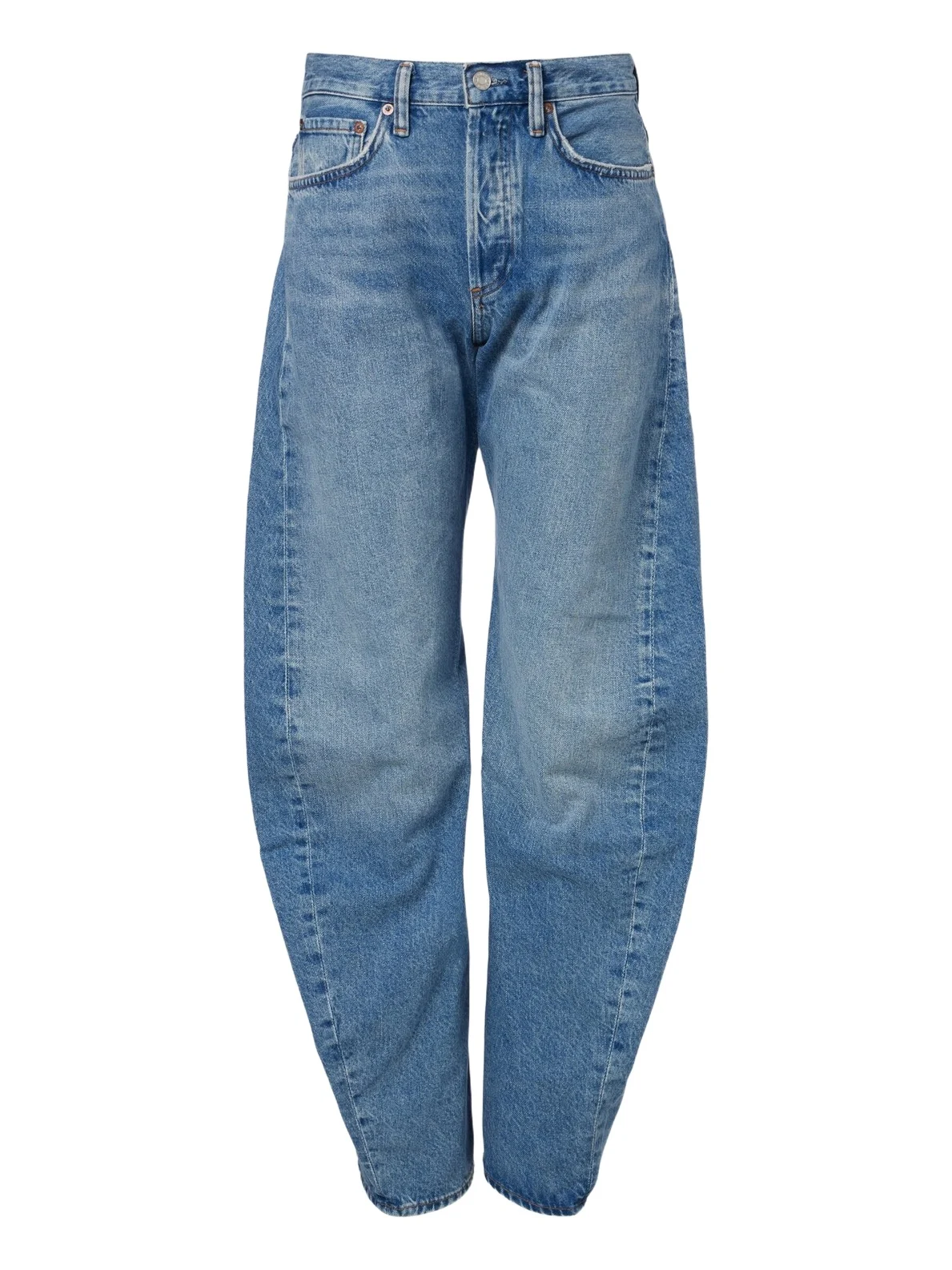 Spiral faded barrel-leg jeans