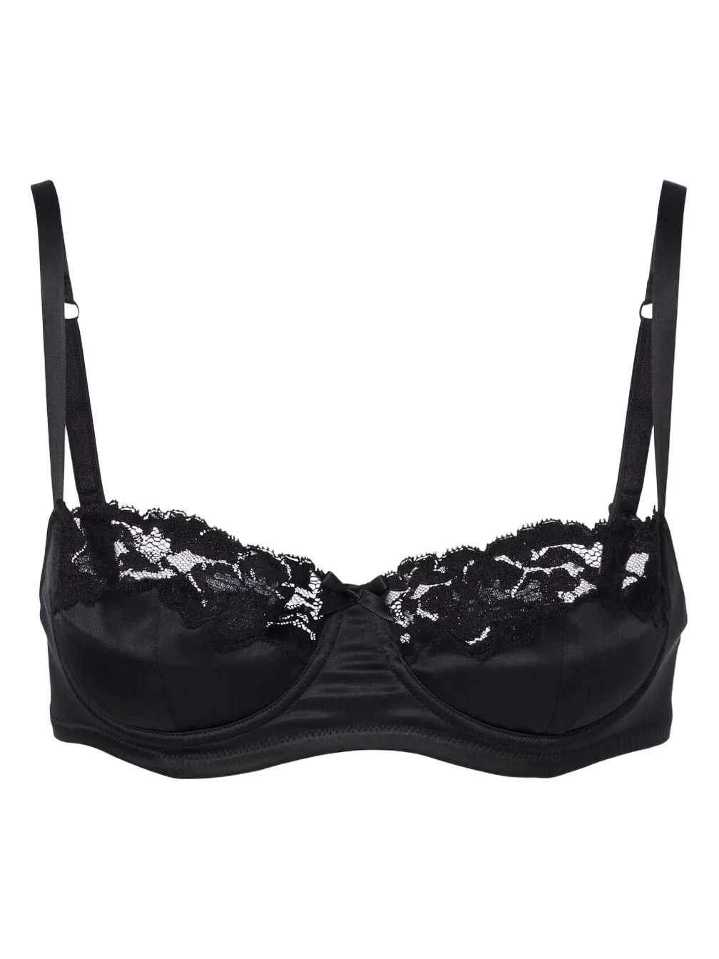 Lace-trimmed silk-blend satin bra