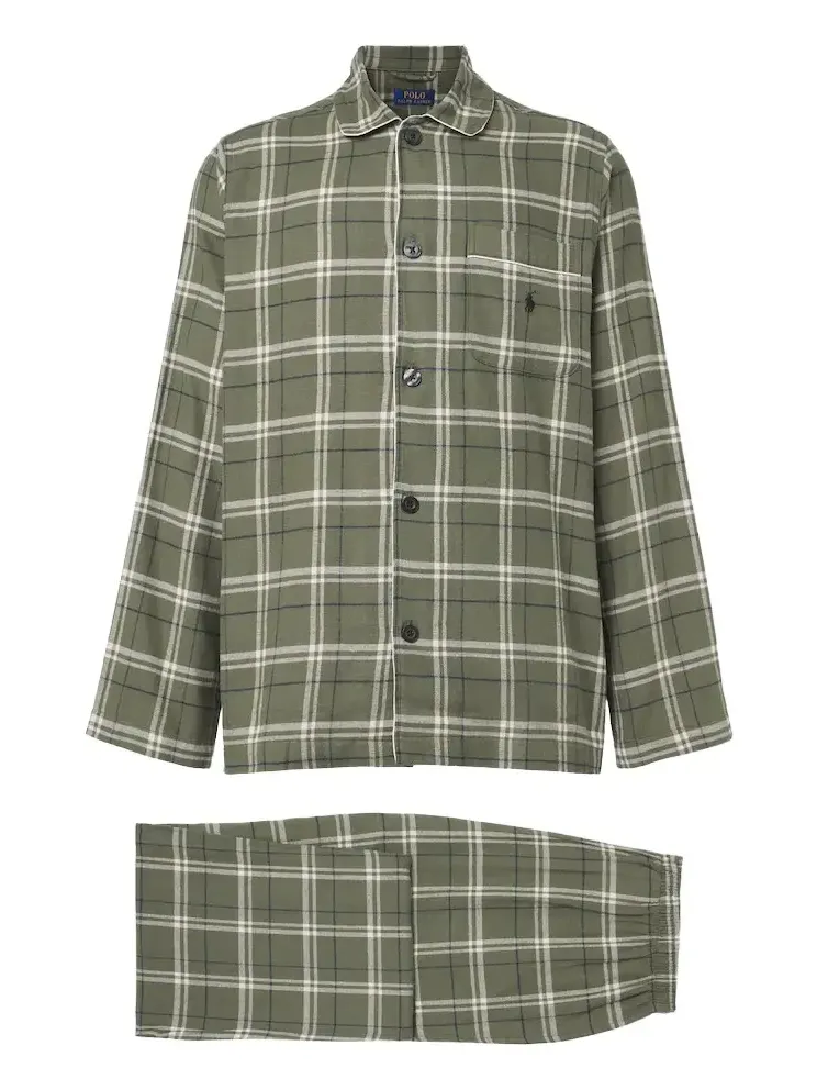 Checked cotton flannel pajamas Checked cotton flannel pajamas
