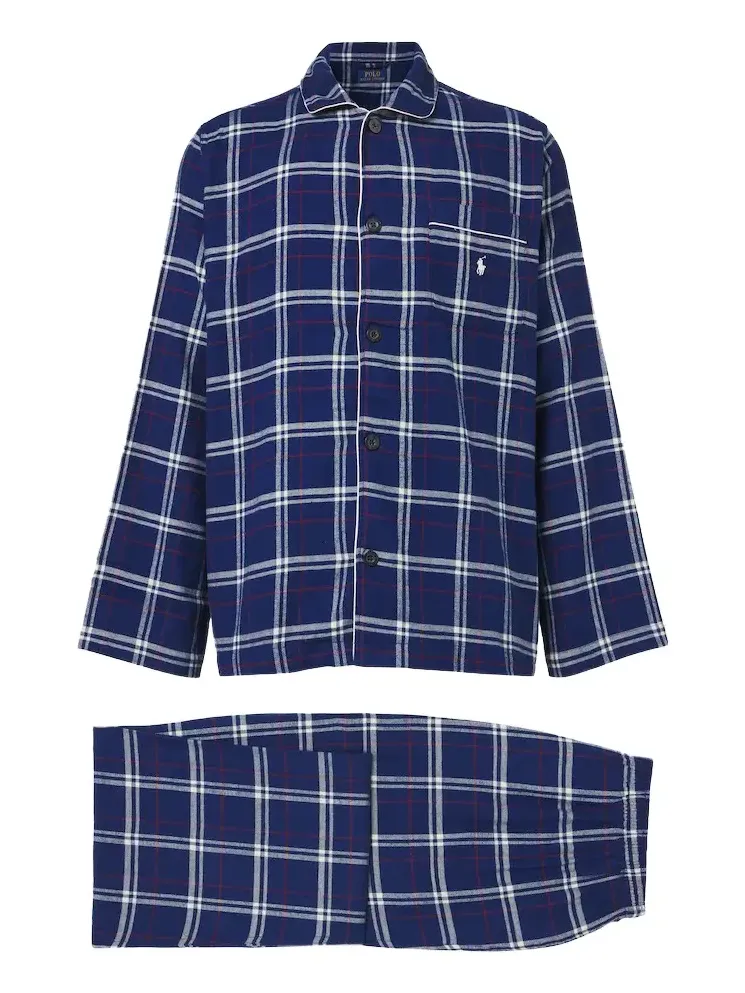 Checked cotton flannel pajamas Checked cotton flannel pajamas