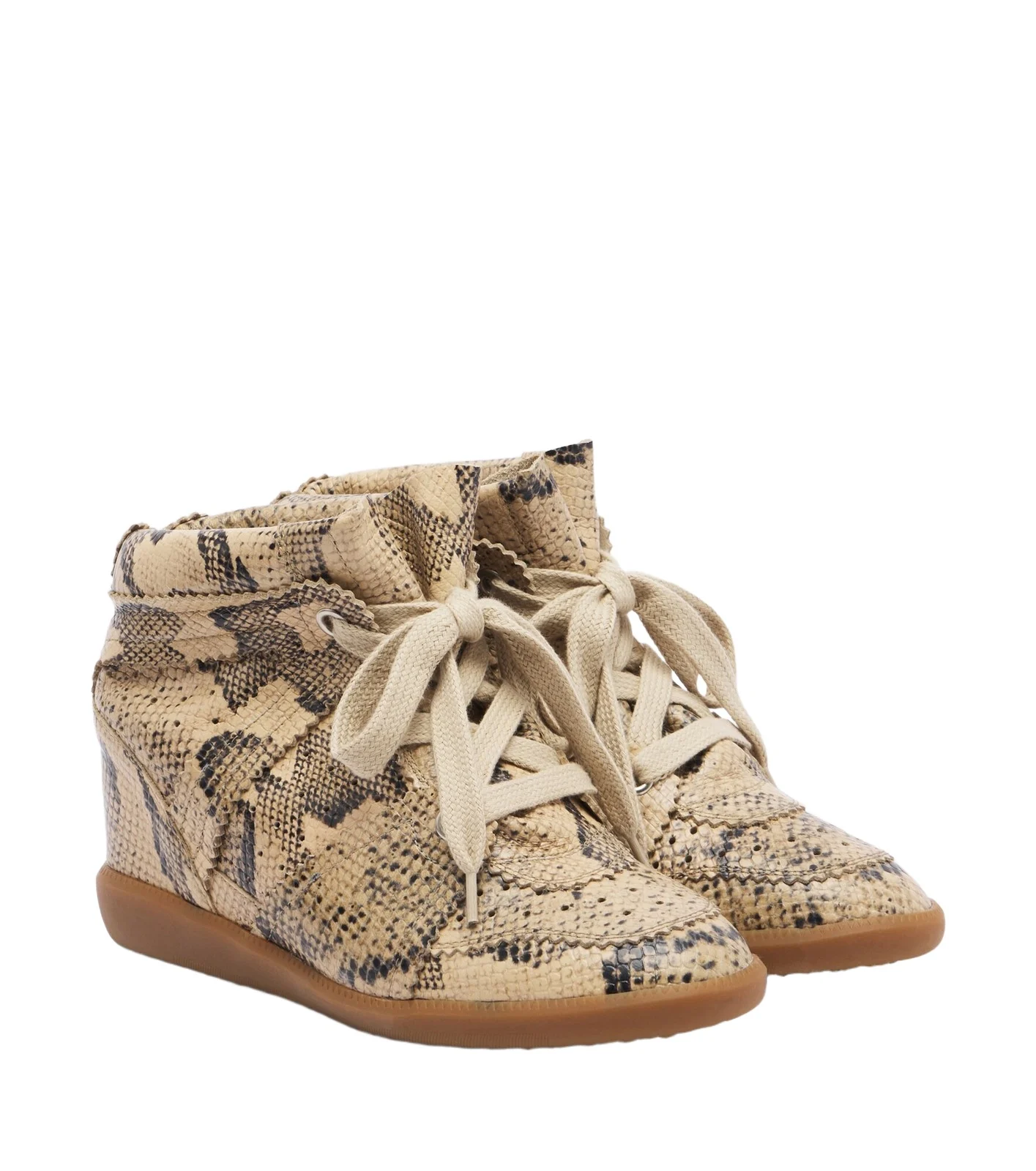 Bobby snake-effect leather wedge sneakers Bobby snake-effect leather wedge sneakers