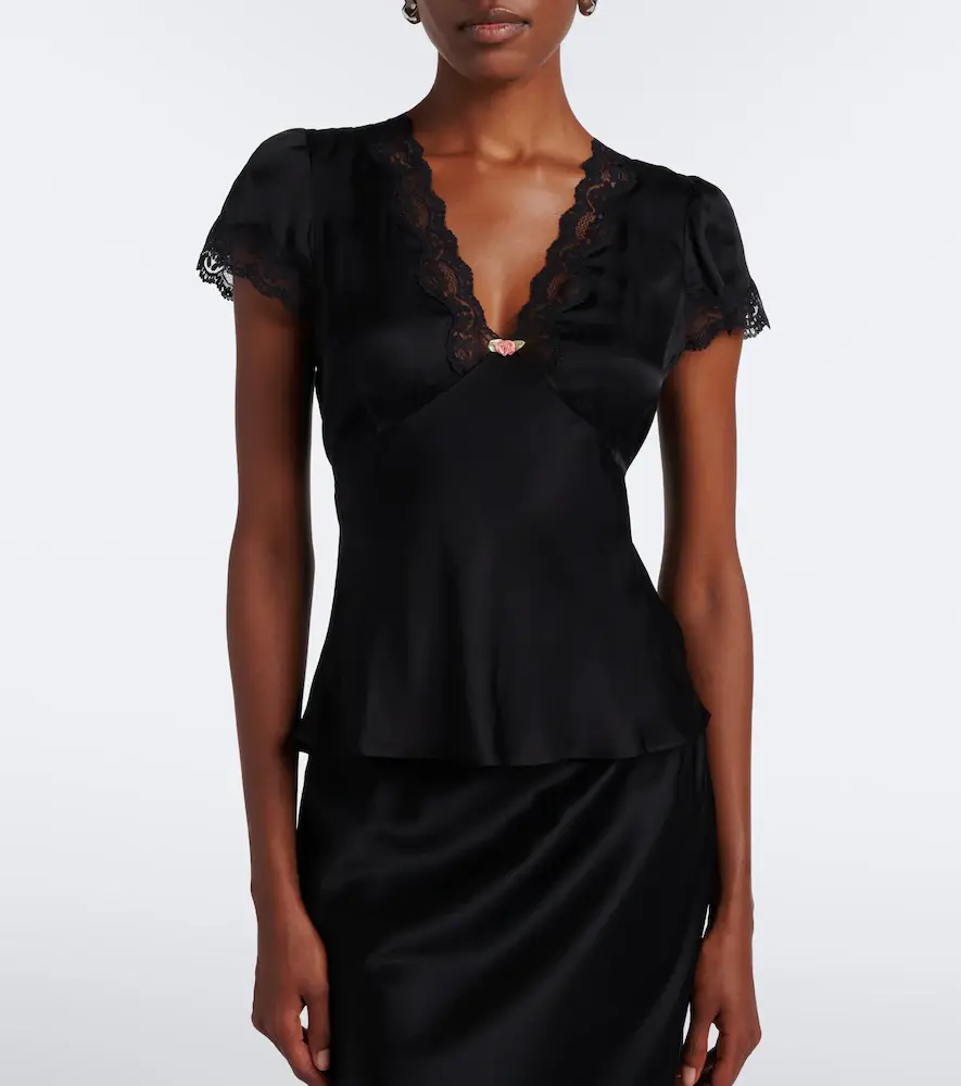 Rixo Karia lace-trimmed satin top | Thumbnail 2 Rixo Karia lace-trimmed satin top | Thumbnail 2