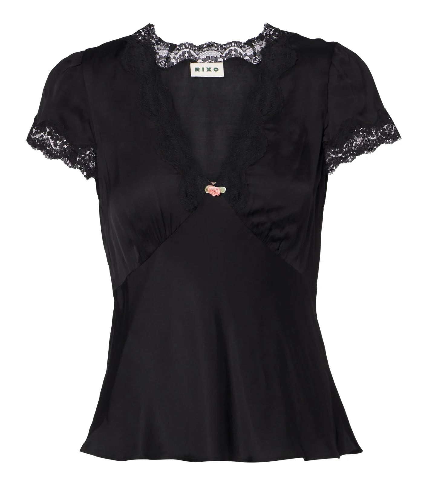 Karia lace-trimmed satin top Karia lace-trimmed satin top