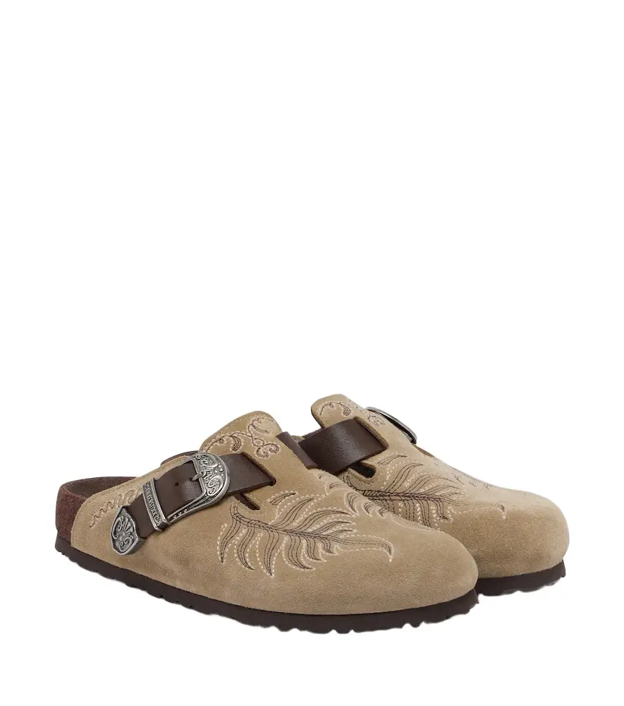 Etro x Birkenstock Boston embroidered suede clogs