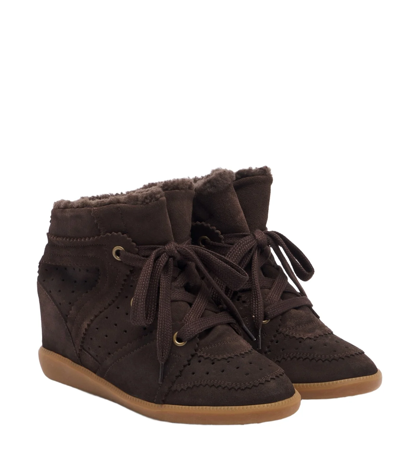 Bobby shearling-lined suede wedge sneakers