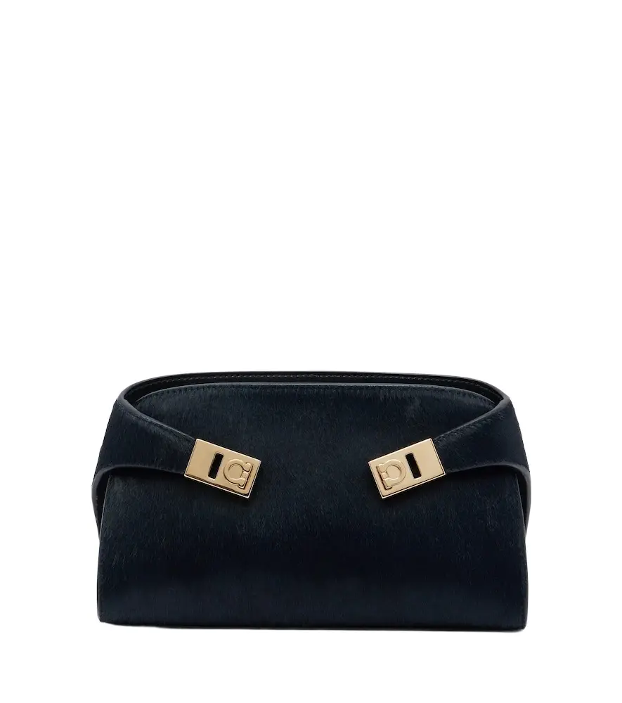 Ferragamo Hug Small calf hair clutch