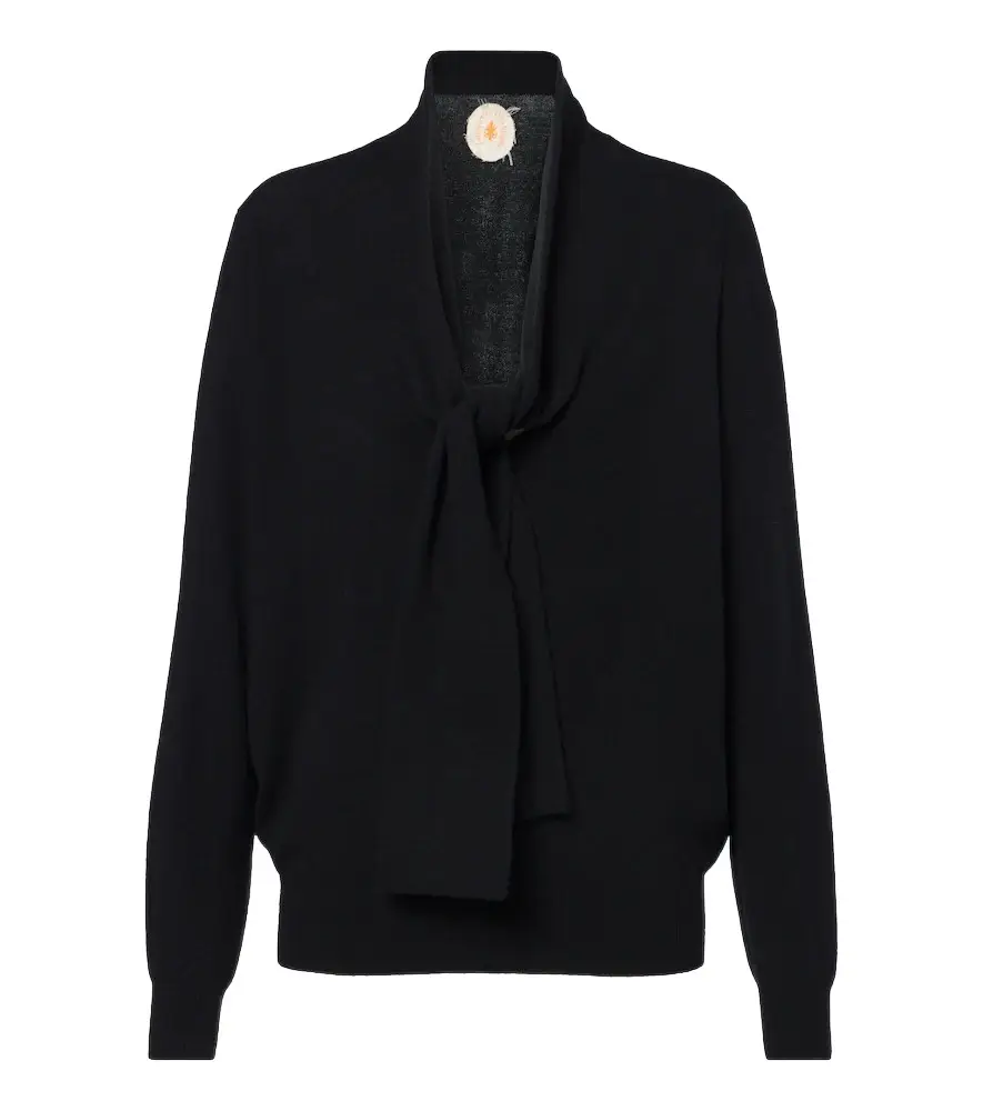 Tie-neck wool and cashmere sweater Tie-neck wool and cashmere sweater