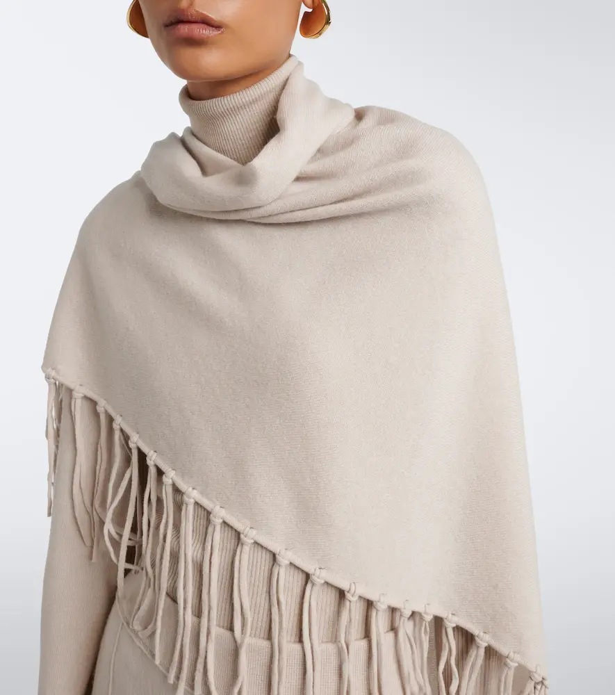 Jardin des Orangers Fringed wool and cashmere shawl | Thumbnail 3